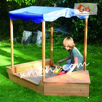 Children Wooden Boat Sandpit With Sun Shade Sail - Buy 