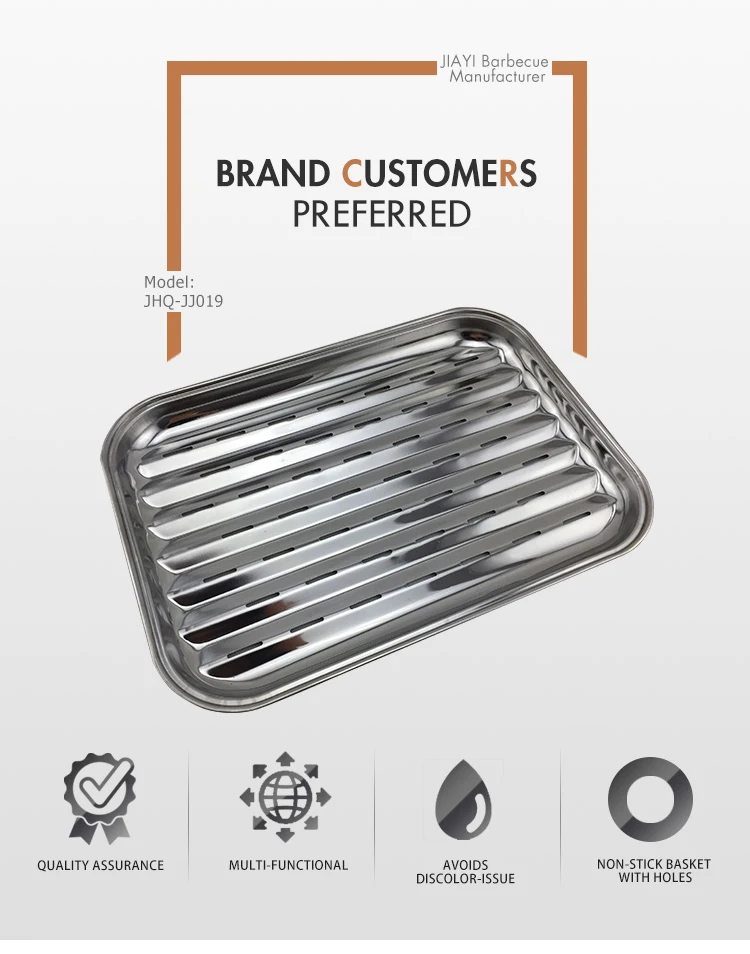 Outdoor Garden Camping Barbecue Tray Rectangular Stainless Steel Bbq