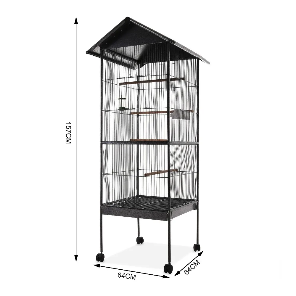 View of Hot Sale Bird Cage Wooden Perches With Roof Steel Tube - Buy Hot Sale ...