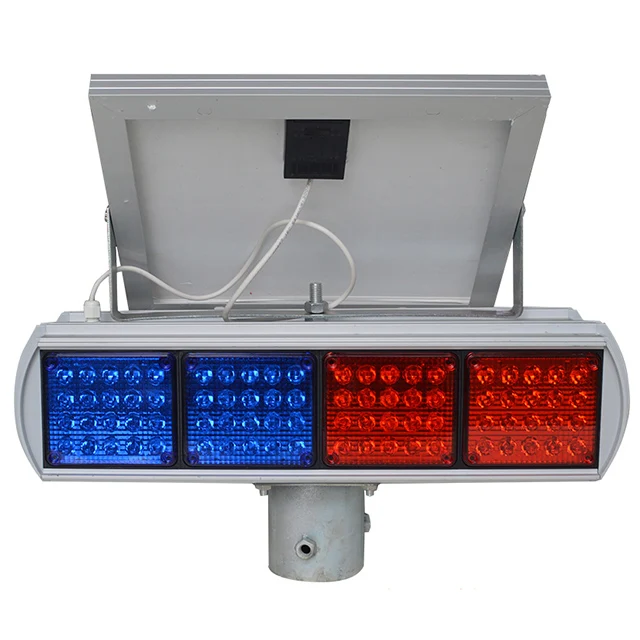 Solar Powered System Emergency Light Red Blue Blinker Solar Traffic Lights