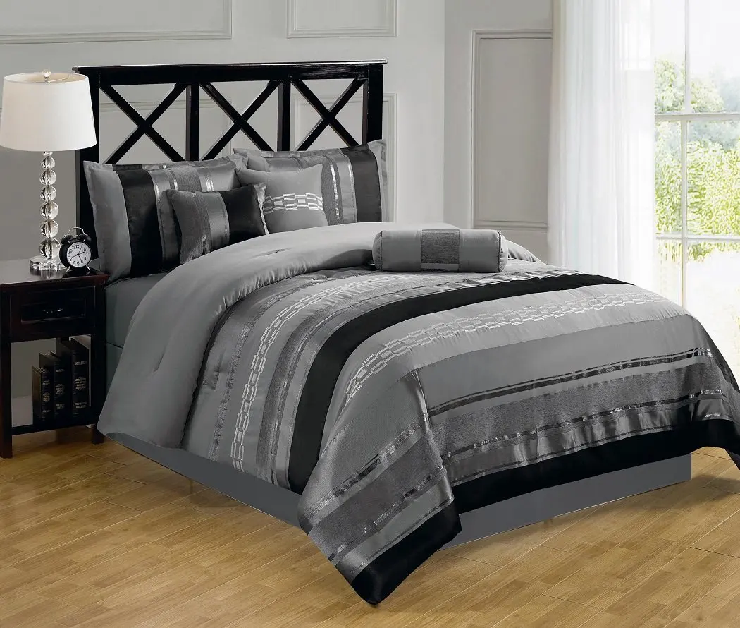 Buy Chezmoi Collection 7 Piece 3 Tone Black Gray Chenille Embroidery Comforter Bedding Set Queen In Cheap Price On Alibaba Com