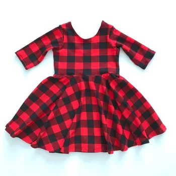 red and black check frock