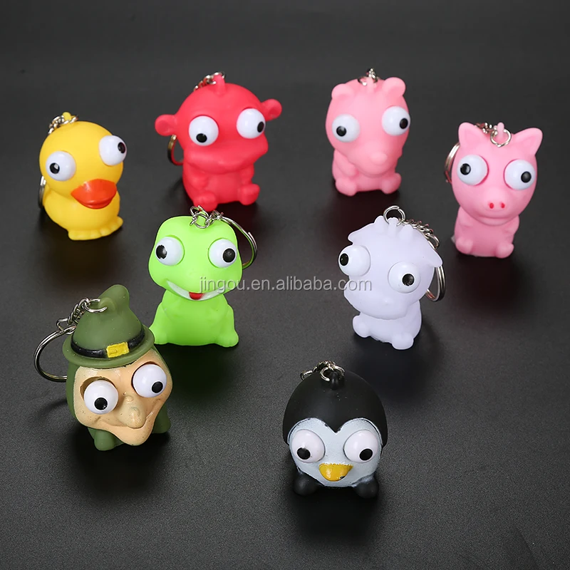 Novelty 60 Mm Capsule Toys Colorful Key Ring Pop Eye Keychains Animal