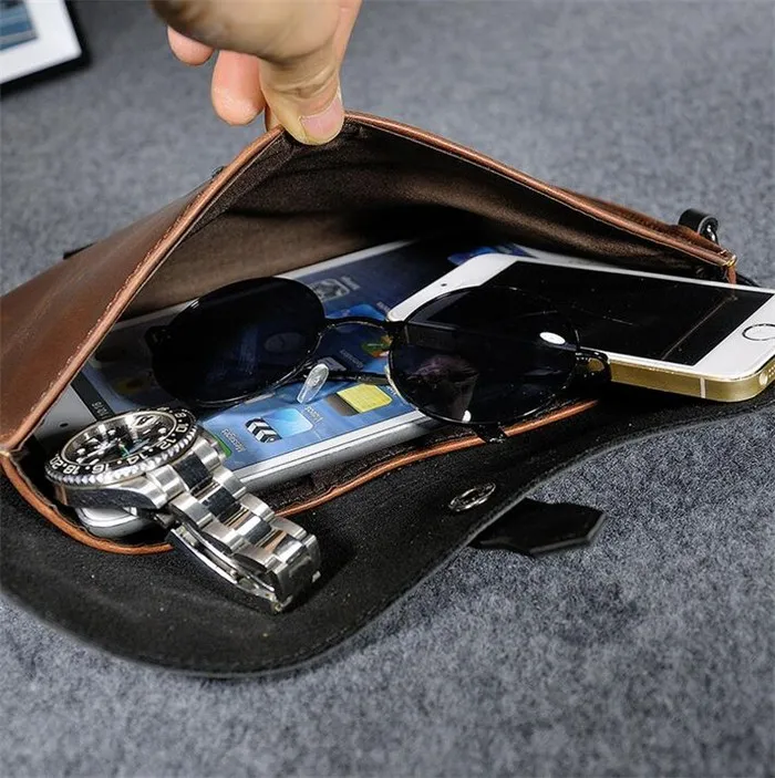 Wholesale  personality design vintage crazy horse leather wristlet handbag men's clutch bag