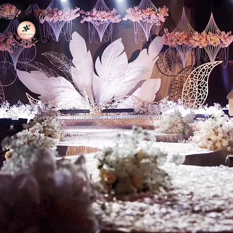 ANNIELU backdrop stage decoration wedding banquet party big feather decoration backdrop