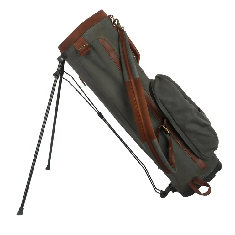 Hibo Black Canvas Leather Golf Bag With Stand Buy Golf Bag,Stand Golf