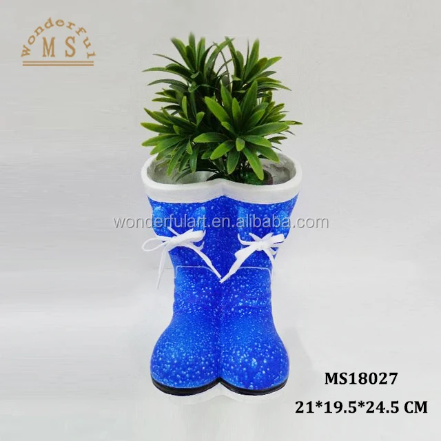 Plant pot Boots design  of  green planter for garden decoration, Terrecotta Indoor Flower Vase for Artificial Flowers