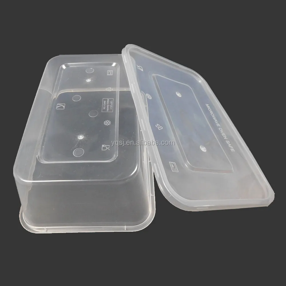 1500ml Large Clear Rectangle Microwave Disposable Plastic Tiffin Lunch ...