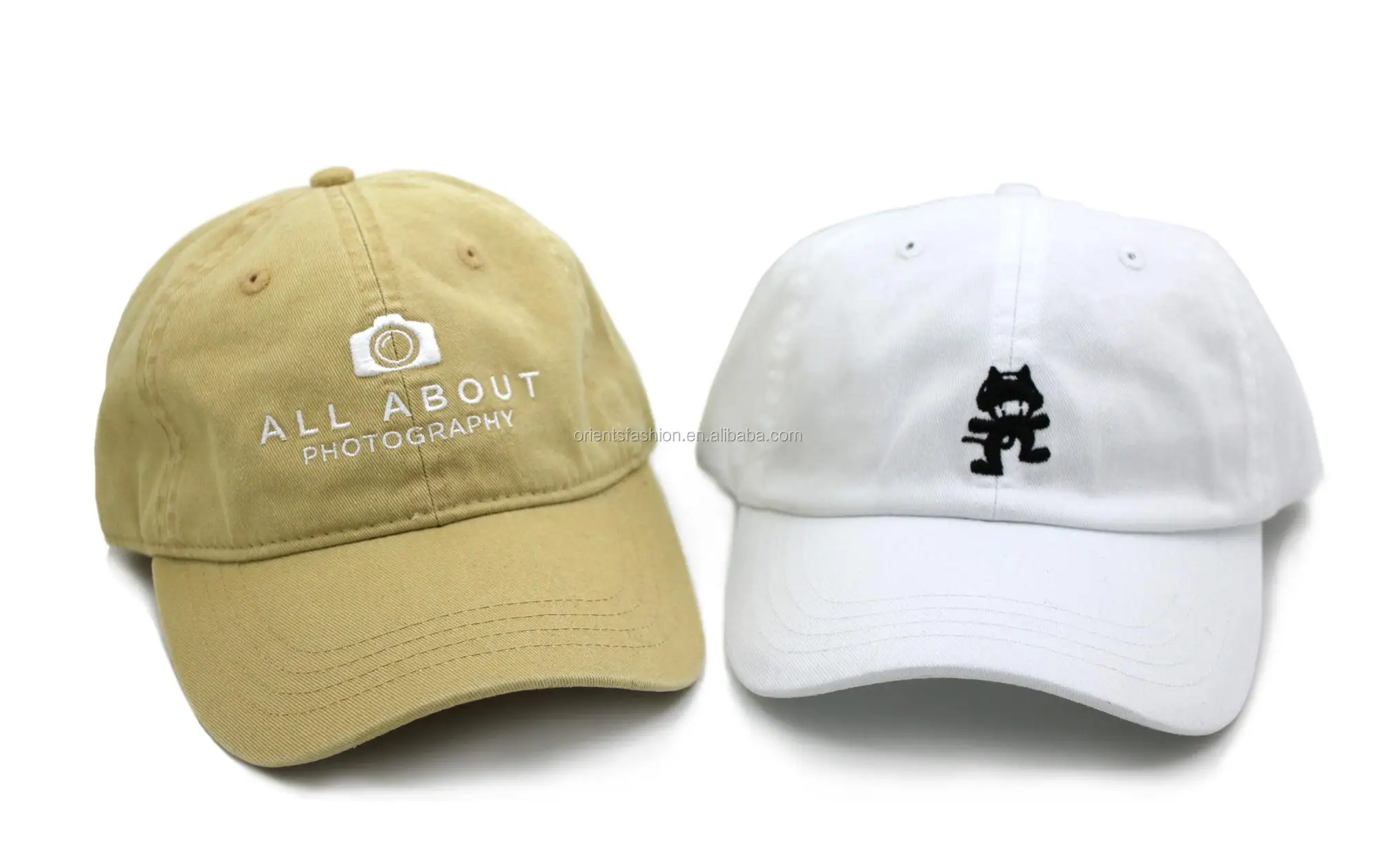 Customized Embroidered White Dad Hat Unstructured Washed Dad Hat