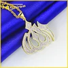 Mens micro pave full cz setting brass hiphop allah pendant two tone plating jewelry