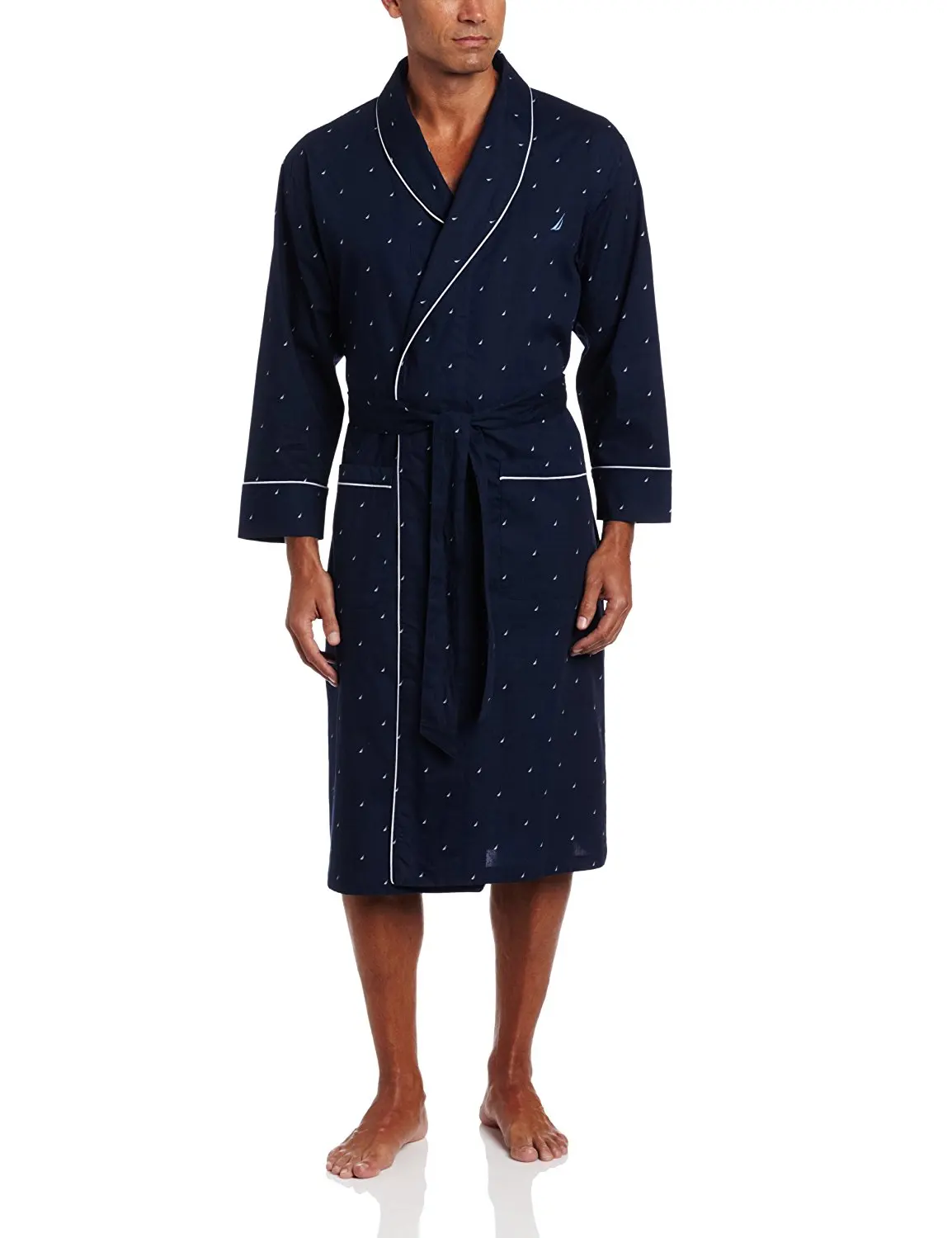 nautica men's long sleeve lightweight cotton woven robe