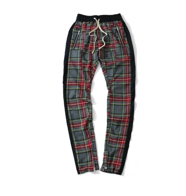 red plaid track pants mens