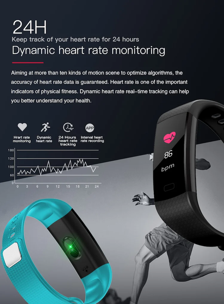 Colorful screen Y5 bracelet smart watch 2019 trend blood pressure fitness tracker sleep monitor Y5 heartrate blE wristband