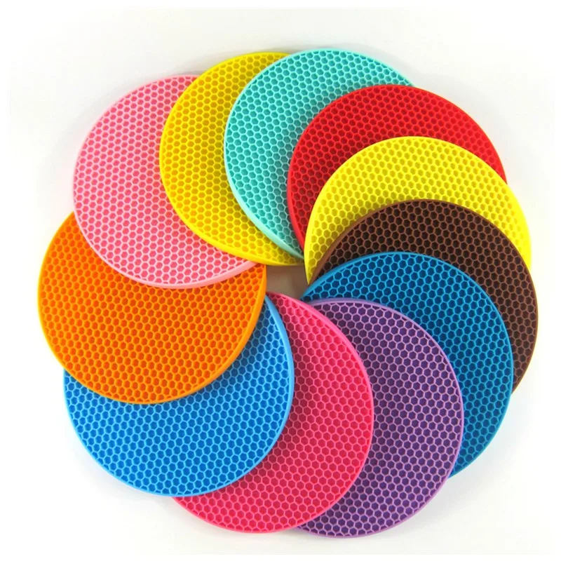Round Silicone Mat Non Slip Cup Mat Pad Coaster Heat Pad Holder Wine ...