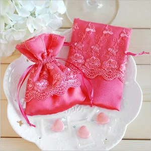 European style lace drawstring bag Jewelry pouch, wedding party favor gift and candy bag