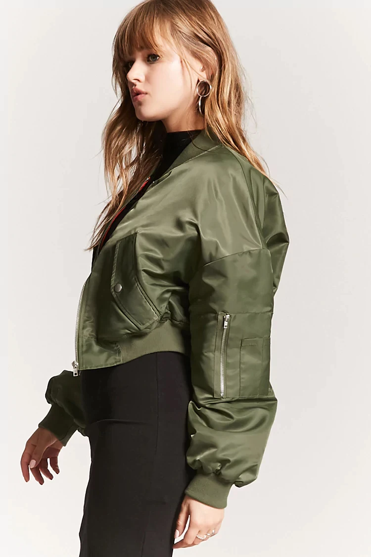 drop shoulder bomber jacket