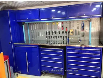 Banco De Trabajo De Metal Multiusos Para Garaje Con Gabinete Armario