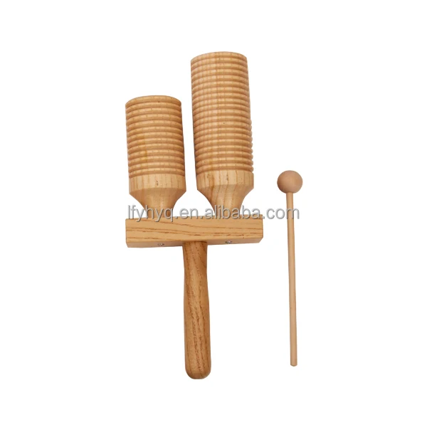 Milisten 3 Ensembles Instruments Percussion Bois Pour Enfants - Bloc + Guiro + Maillet - Éveil Musical