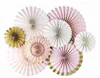 Custom Princess Double Sided Party Paper Fans Pink Gold White For Wedding Birthday Baby Show Party Decoration