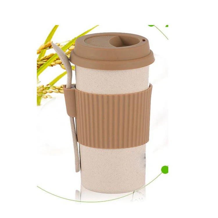 Wheat Fiber Cup With Cover Spoon