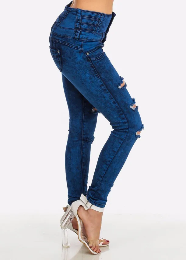 Royal Wolf Denim Jeans Manufacturer Dark Blue Acid Wash High Waisted Butt Lift Brazilian Skinny