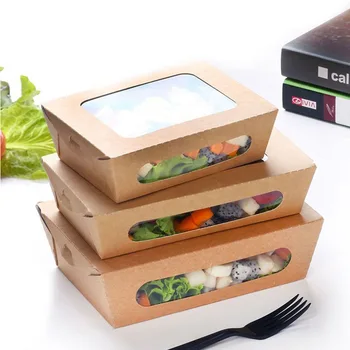 paper packaging box takeaway containers salad kraft grade lunch brown take disposable away coated storage container boxes shopee window sushi