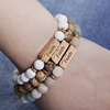 New arrival high quality inspirational engraved faith bracelet jewelry 8mm natural beaded stone bracelets