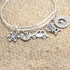 Once Upon A Time inspired bracelet Snowflake Swan Car Spinning wheel clock charm bangle bracelet