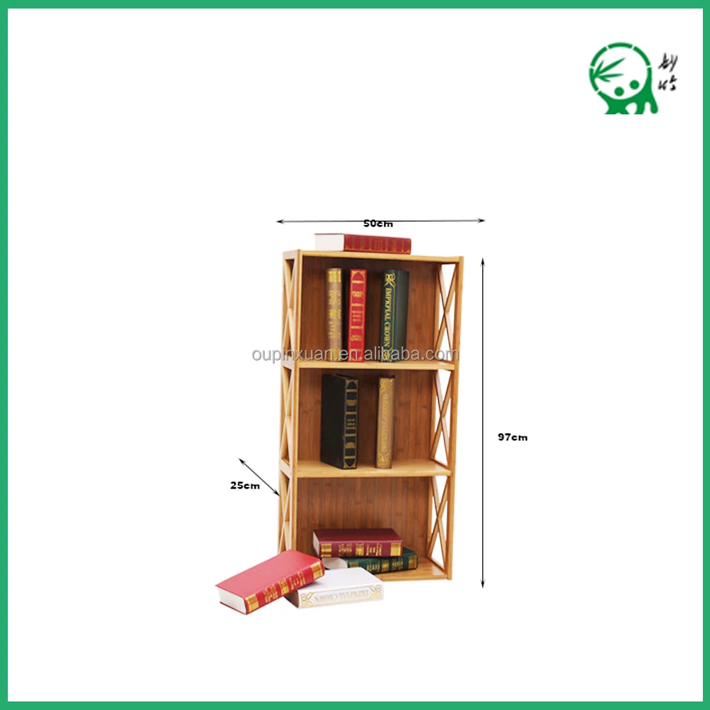 Ruang Tamu Desain Baru Mini Furniture Rak Buku 3 Lapis Bambu Buku