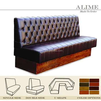 Alime Abt101 Custom Restaurant Brown Leather Straight Booth Sofa