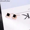 Rose gold plated clear single big square zircon stone earrings stud
