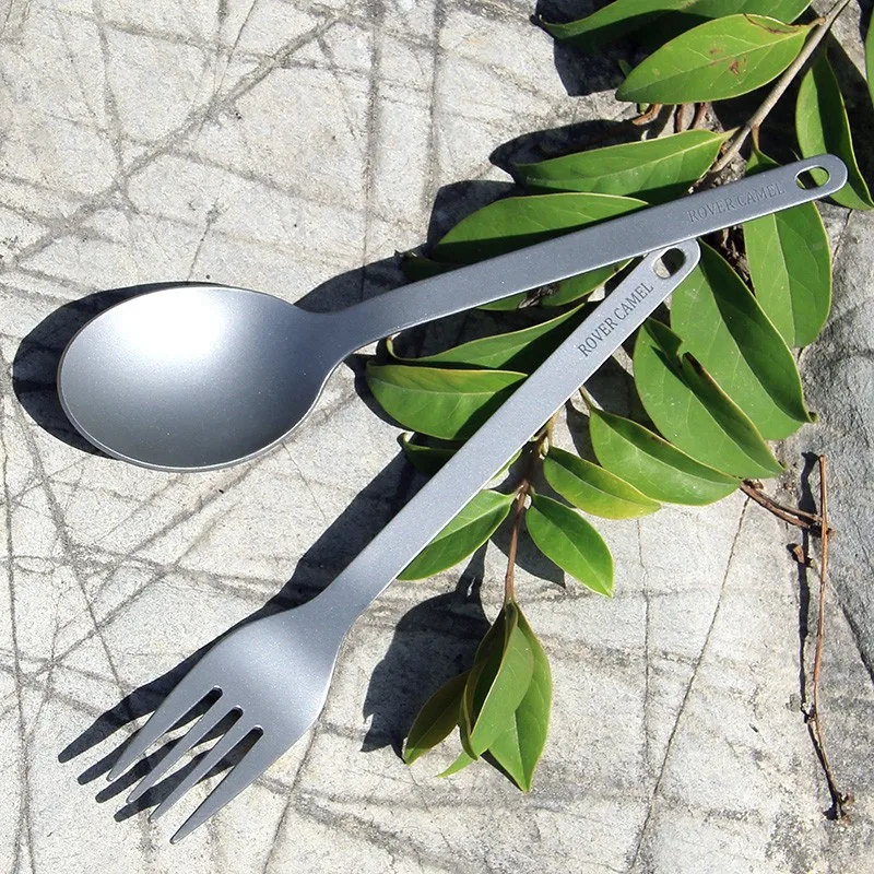 Manufacture wholesale titanium cutlery set fork- spoon Outdoor camping titanium spork ultralight Hiking tableware