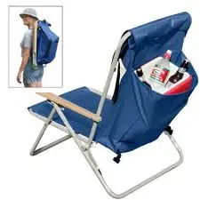 Backpacked Folding Beach Chair With Back Bag And Padded Shoulder Backpacked Folding Beach Chair With