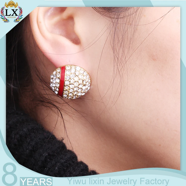 Elx 00234 Fancy Stud Earrings Women Rhinestone Diamond Gold Elx 00234 Fancy Stud Earrings Women Rhinestone Diamond Gold Round New Model Earring