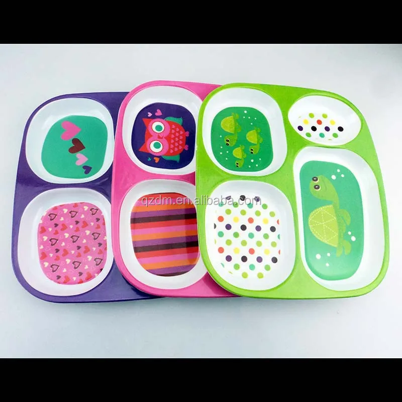 Hot Sale Plastic Melamine Divided Plate For Kids