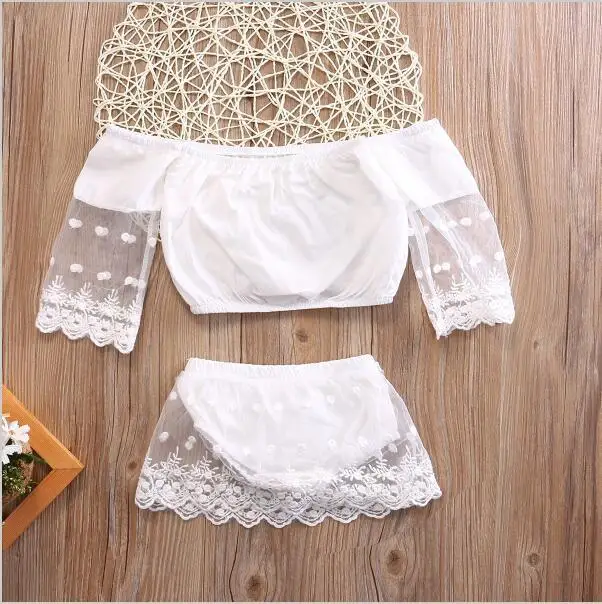 Newborn Girl Boys Clothes Sets Cute Baby Girls Off Shoulder Lace