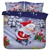 Christmas Cartoon Santa skiing in the snow 3d Bedding Set