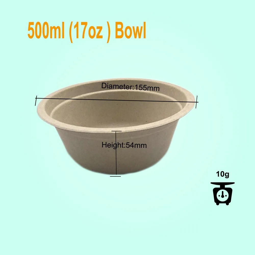 500ml Biodegradable Bagasse Sugarcane 17oz Bowl - Buy Biodegradable ...
