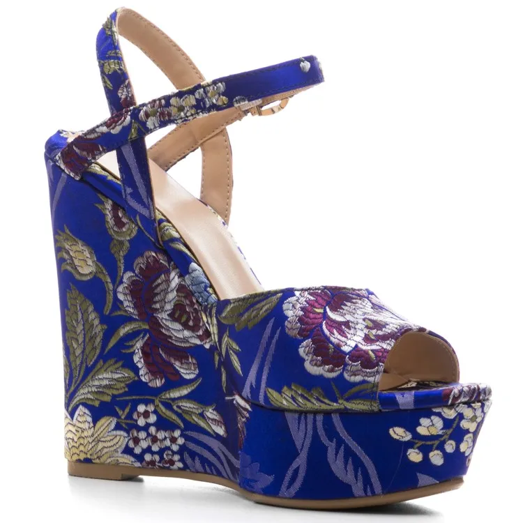 Women Floral Print High Platform Wedge Heel Sandals Shoes - Buy Wedges ...