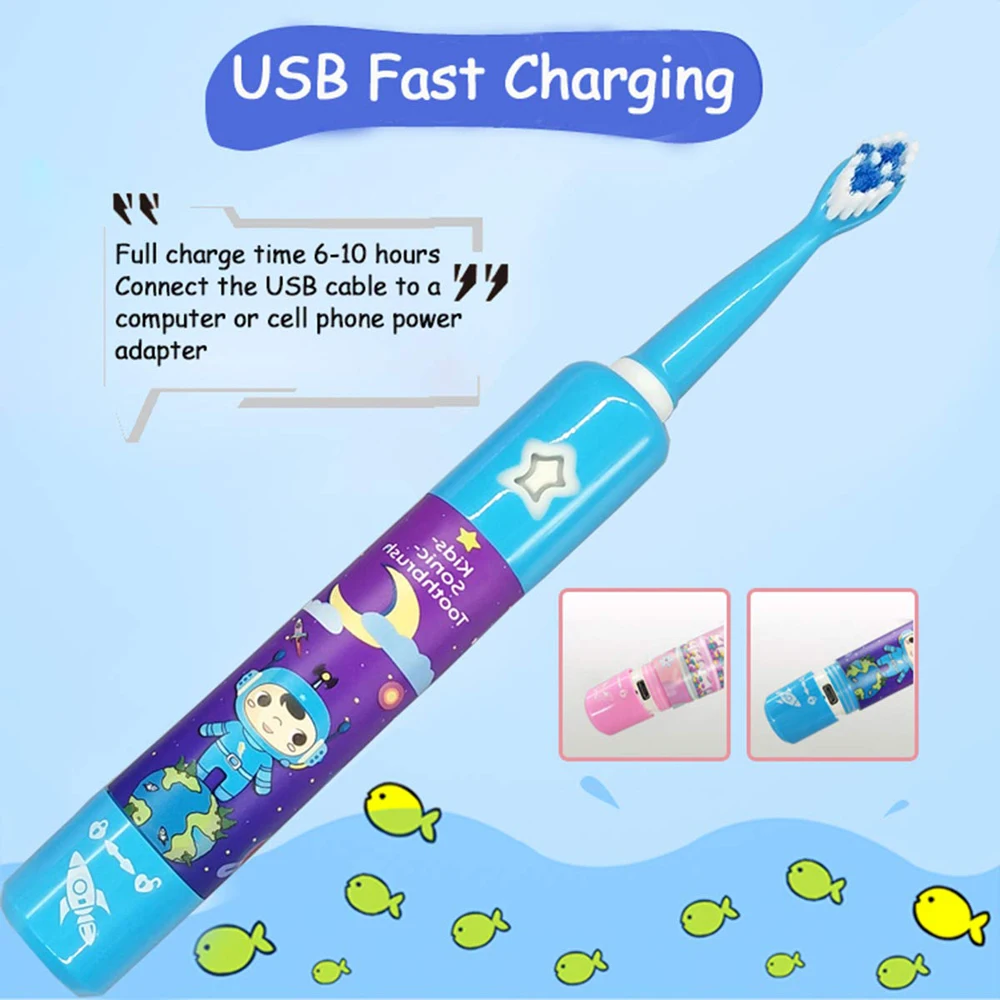 Rechargeable Silicone Kids Cute Sonic Music Toothbrush Baby Electric