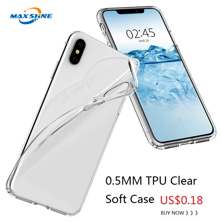MaxShine shockproof slim case for iphone xr xs max case clear hsoft tpu 0.5 mm, for iphone xr clear tpu transparent case