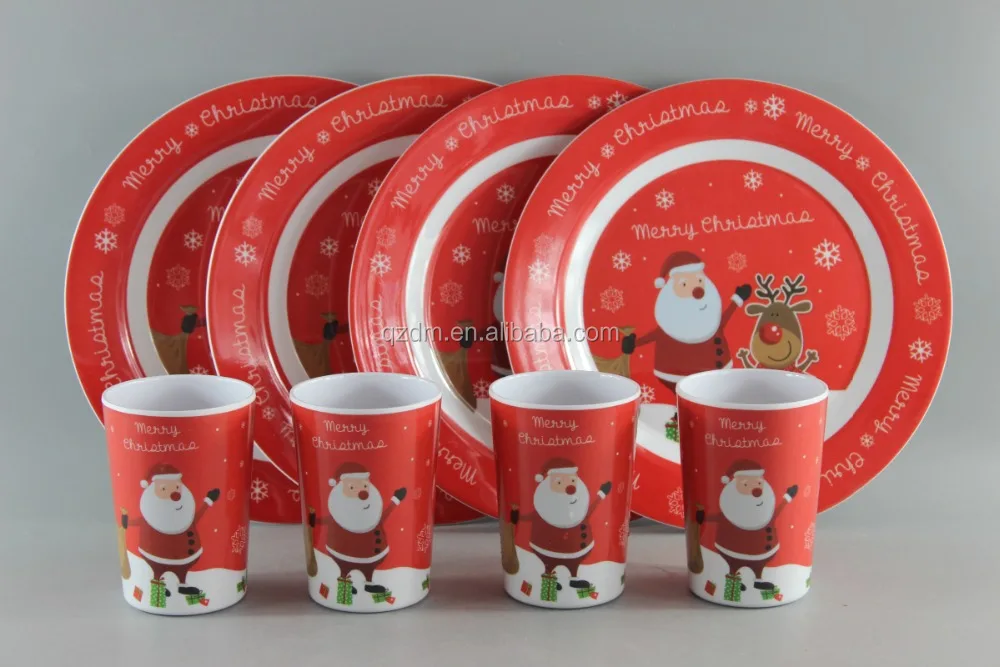 Set Of 8 Pieces Melamine Tableware For Christmas