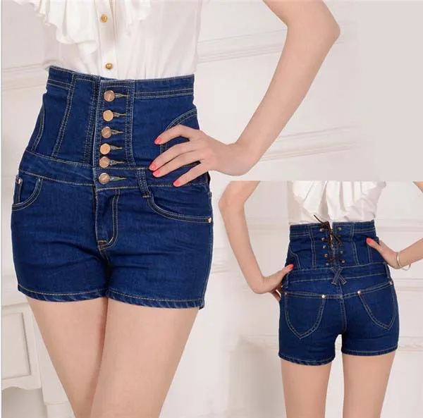 Sexy Ripped Denim Short Shorts - Garment Washed Blue Denim high waisted shorts workout with pockets yoga sport shorts cheap ILUCI Women Denim Jeans Summer Ripped High Waisted Denim Shorts Length Jeans .