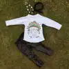 2016 new design "Fierce" feather long sleeves black sequins pants kids clothing girls clothes suit with matching accessories