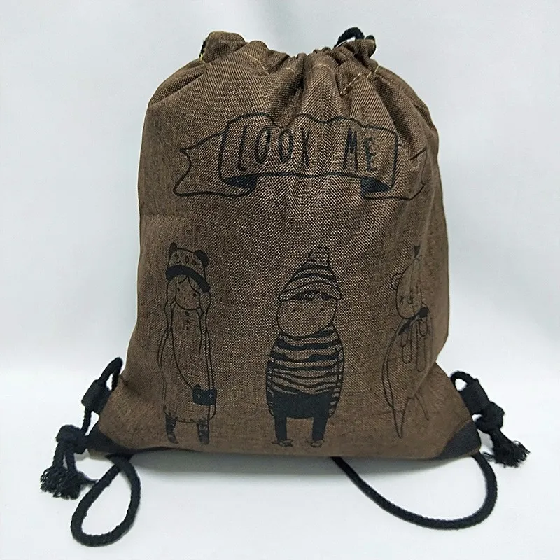 优质定制实用麻袋男士女士帆布户外抽绳袋运动背包