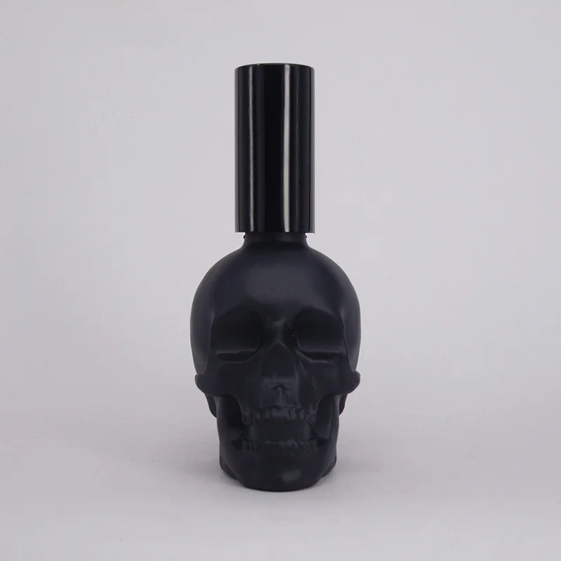 30ml Frosted Black Skull Glass Spray Bottle For Deodorant Fragrance