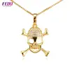 mexican sugar skull gold charm necklace for women