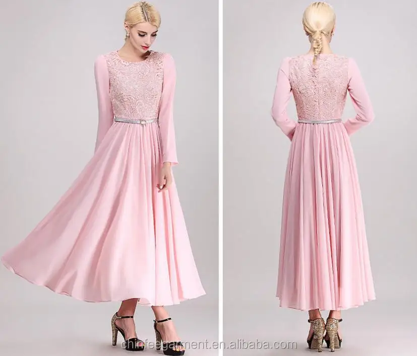 pink long sleeve maxi dress