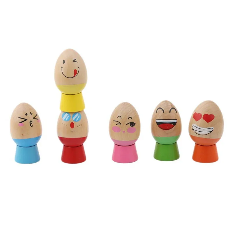 Rainbow Eggs Stacking Blocks Game Wooden Early Educational Toys Buy
