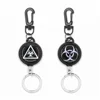Retractable Metal Key Chain with 23.6 Inch Steel Cord Pull Key Ring with Decorative Pattern for Keys, ID Cards